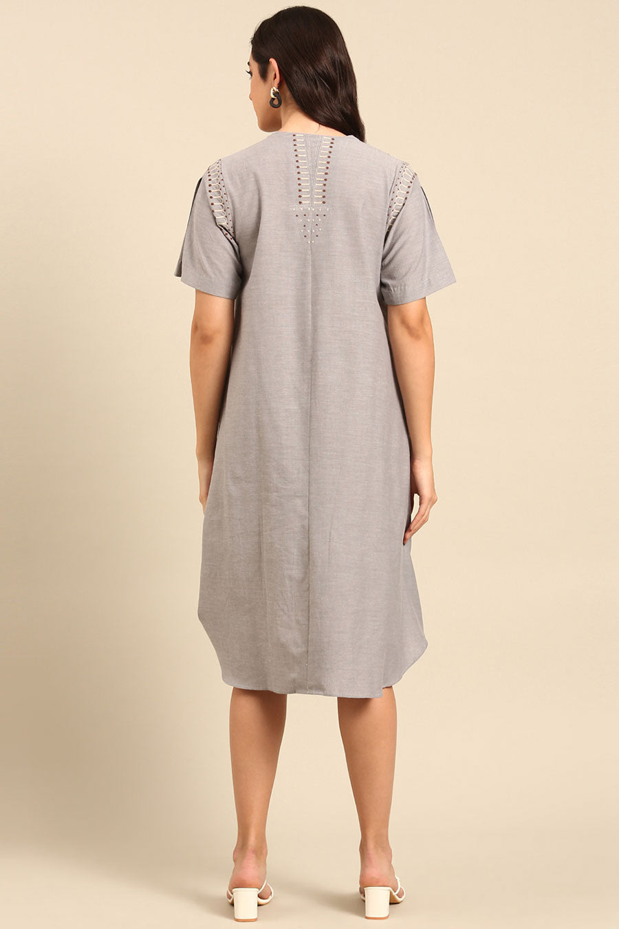 Grey Embroidered Tunic & Pant Co-Ord Set