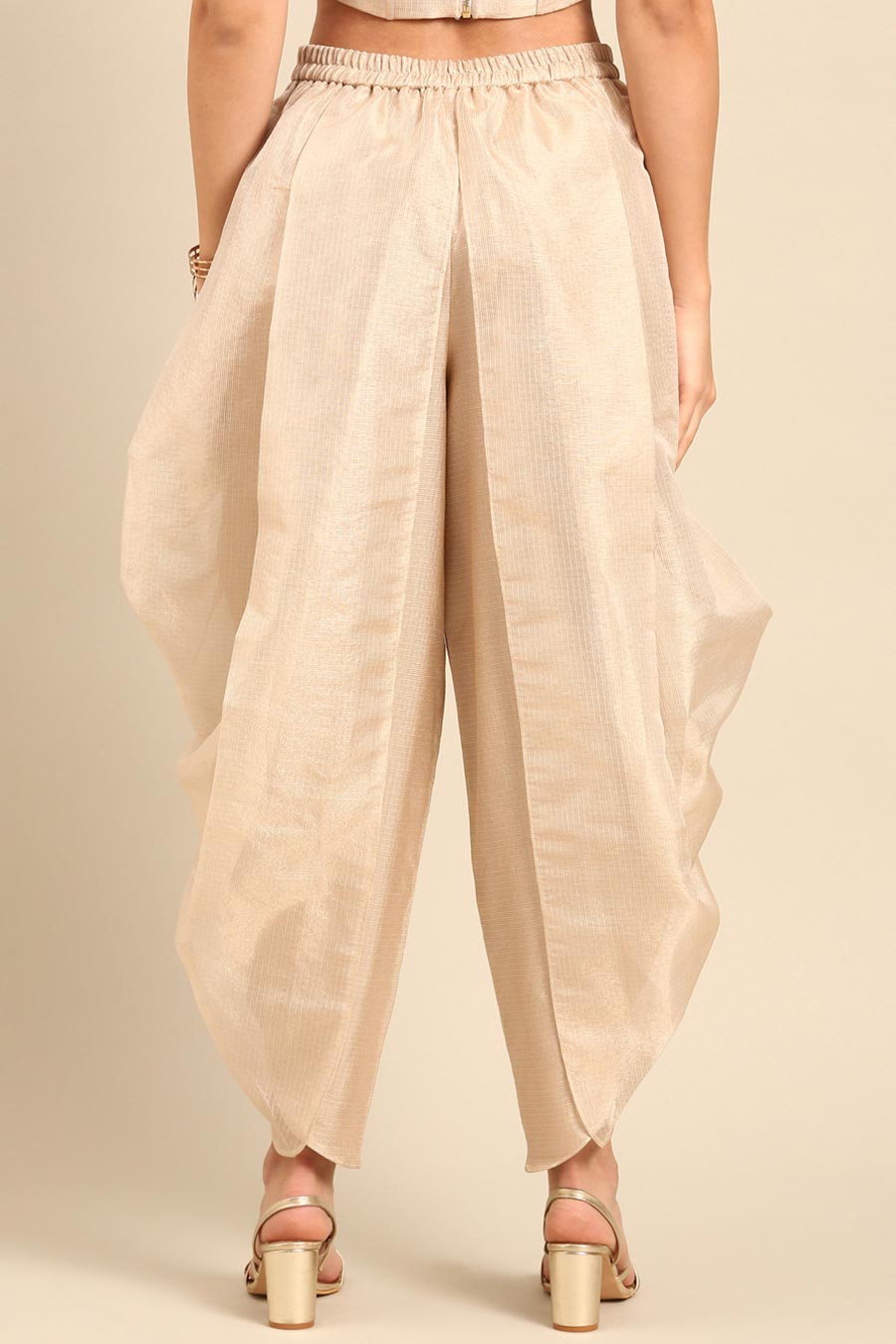 Beige Crop Top & Dhoti Pant Co-Ord Set