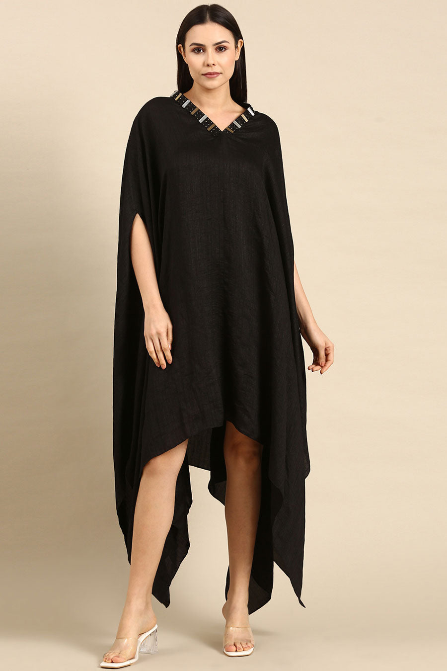 Black Embellished Kaftan & Pant Co-Ord Set