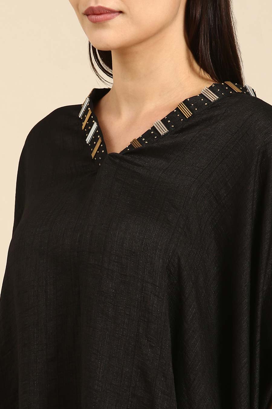Black Embellished Kaftan & Pant Co-Ord Set