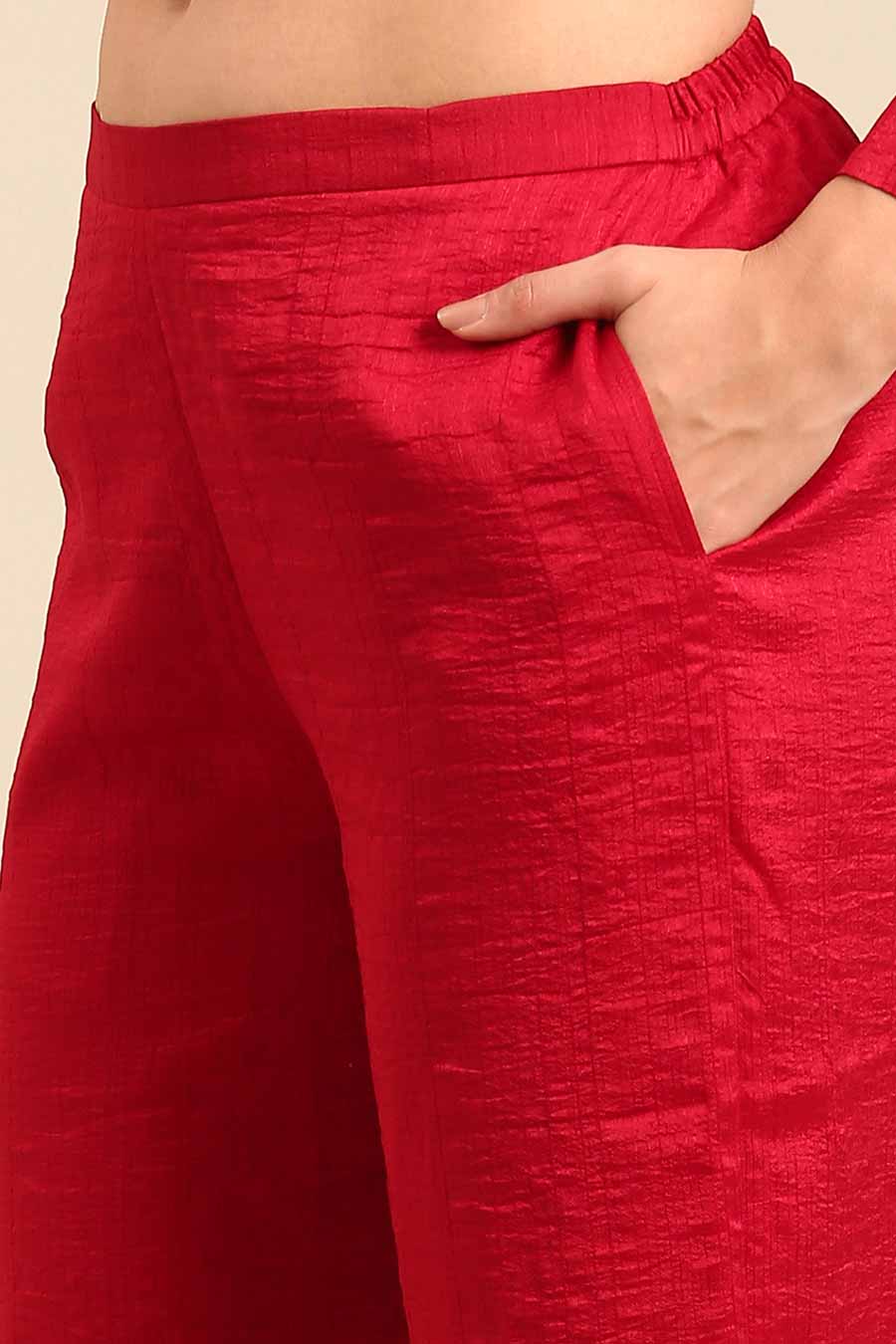 Red Embellished Kaftan & Pant Co-Ord Set