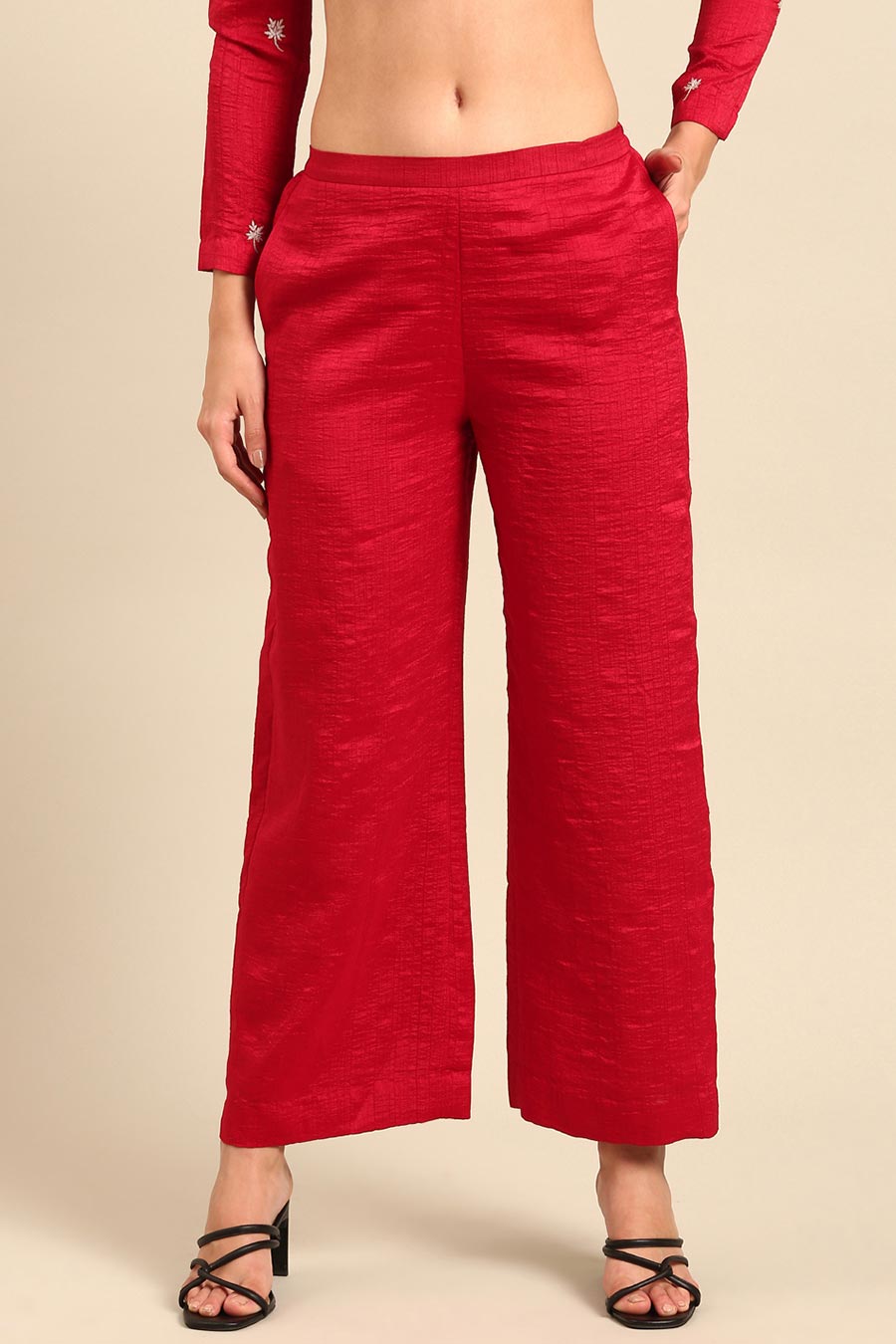 Red Embellished Kaftan & Pant Co-Ord Set