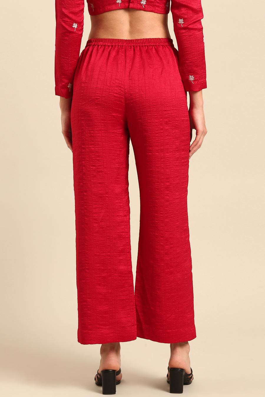 Red Embellished Kaftan & Pant Co-Ord Set