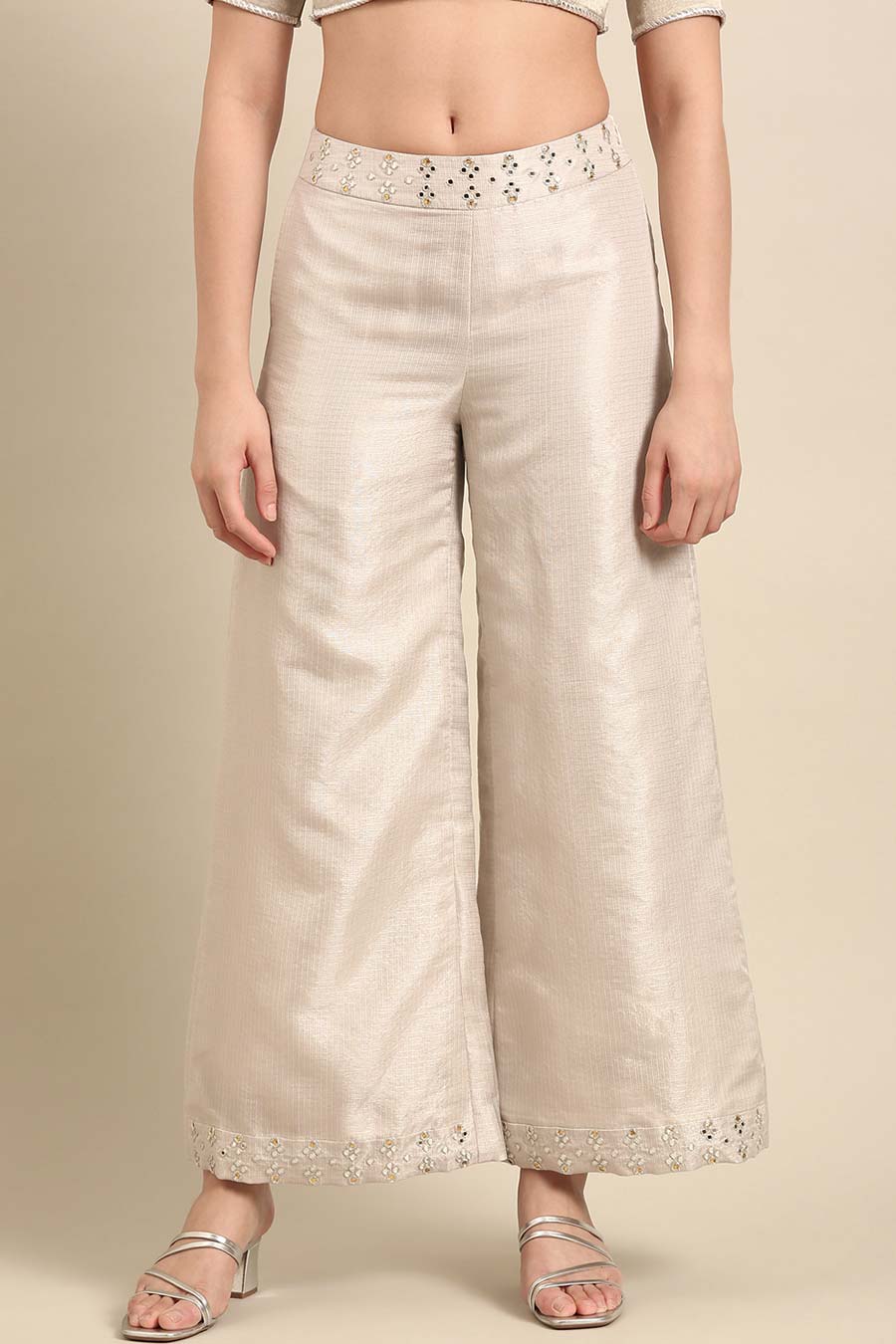 Purple & Silver Embroidered Top & Pant Co-Ord Set