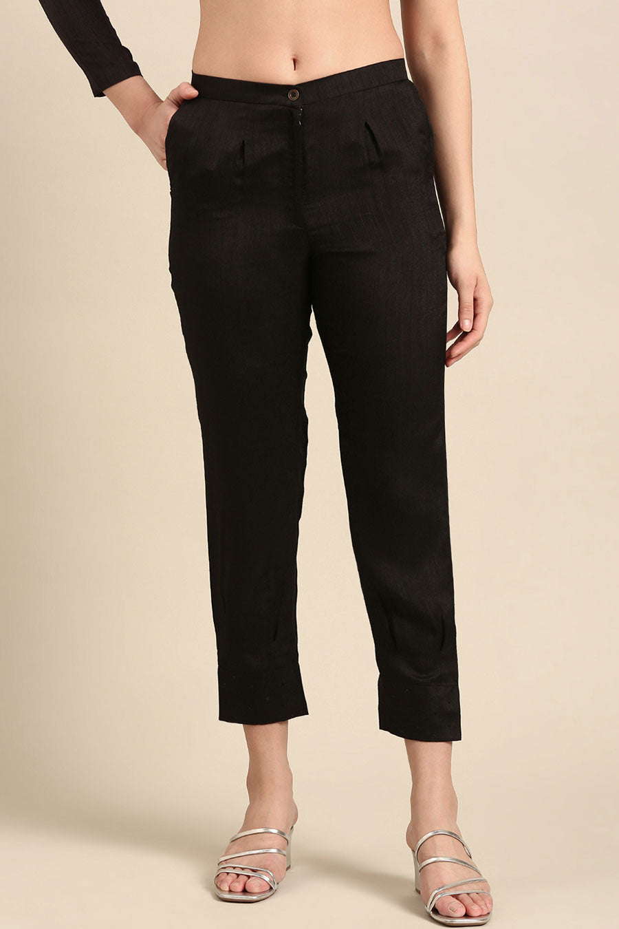 Black Pleated Top & Pant Co-Ord Set