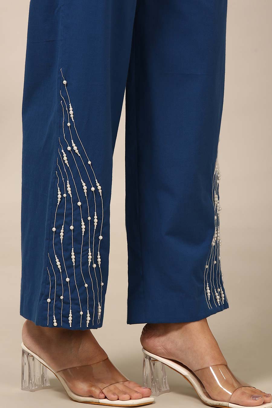 Blue Embroidered Top & Pant Co-Ord Set