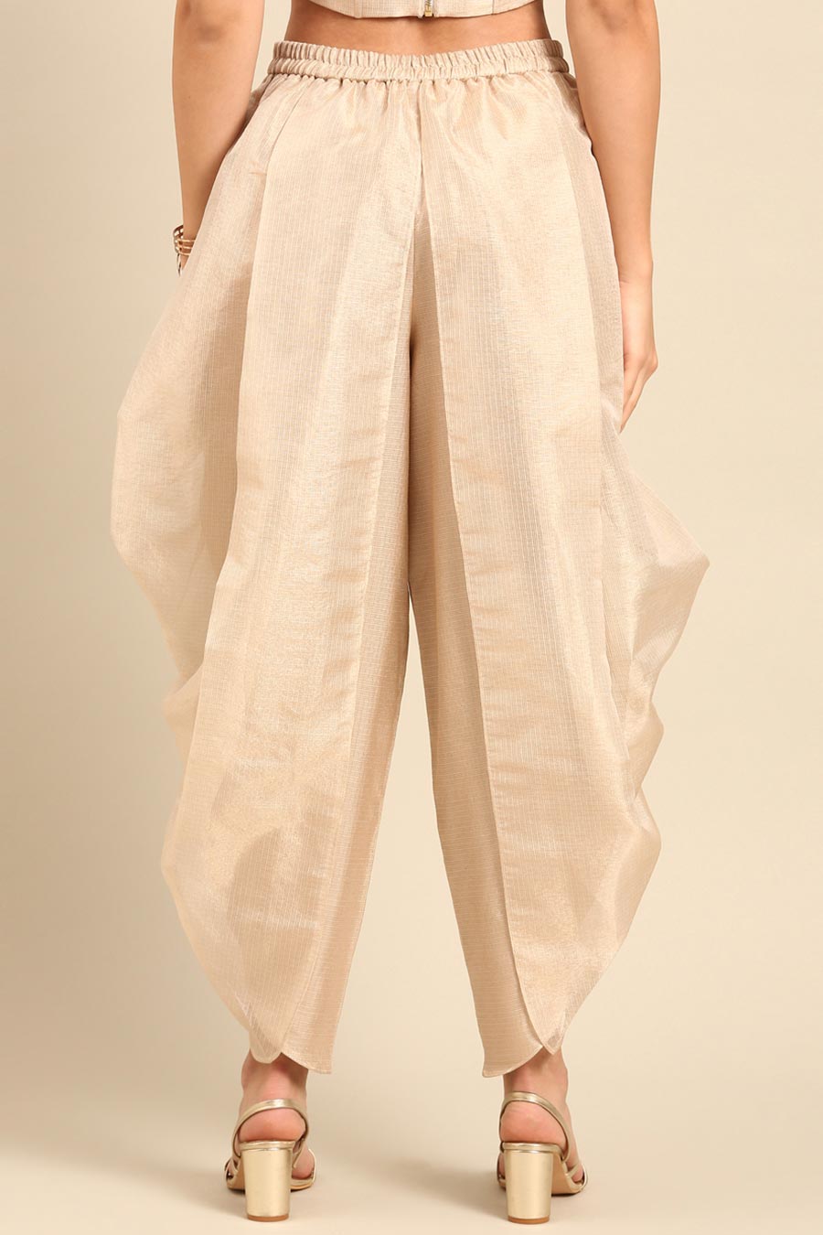 Beige Kota Chanderi Dhoti Pants