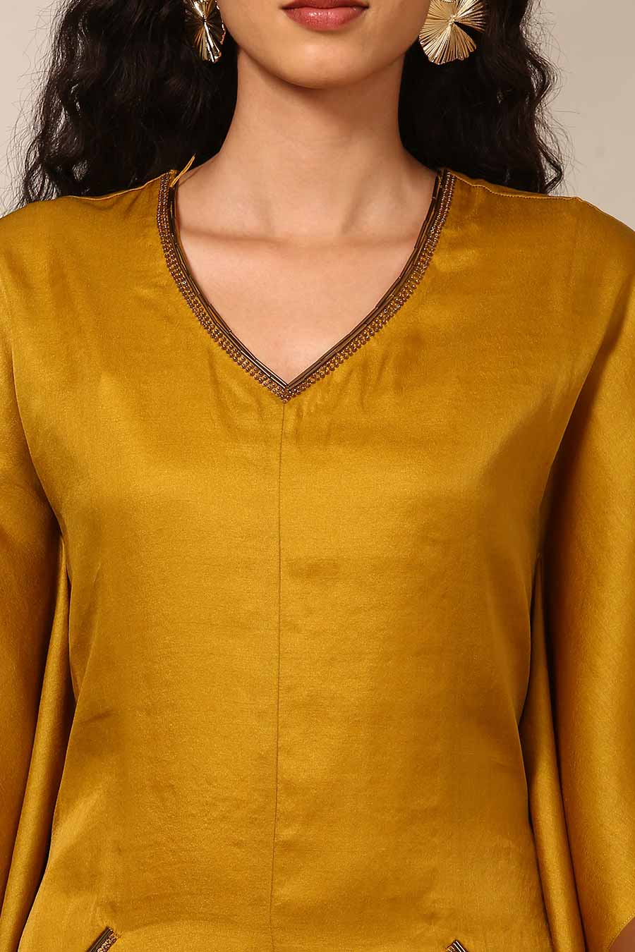 Mustard Yellow Embellished Kaftan Jumpsuit
