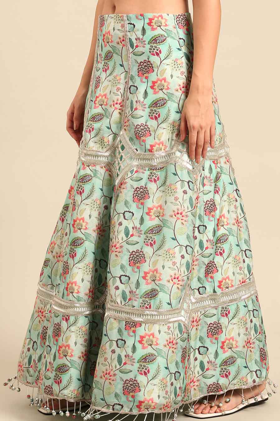 Blue Printed Lehenga