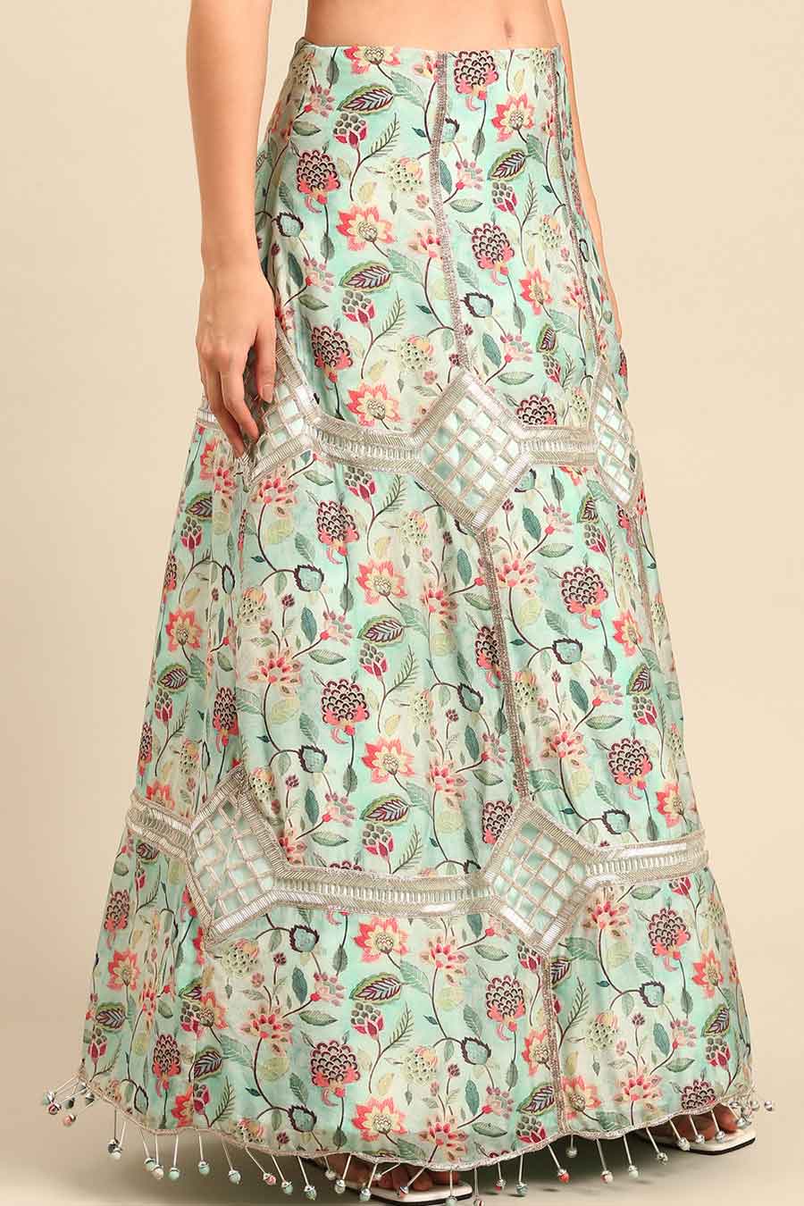 Blue Printed Lehenga