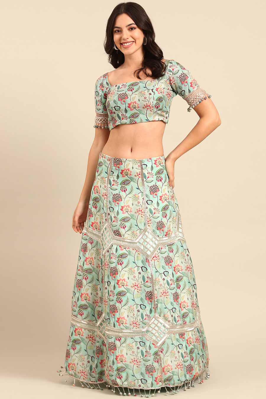 Blue Printed Lehenga