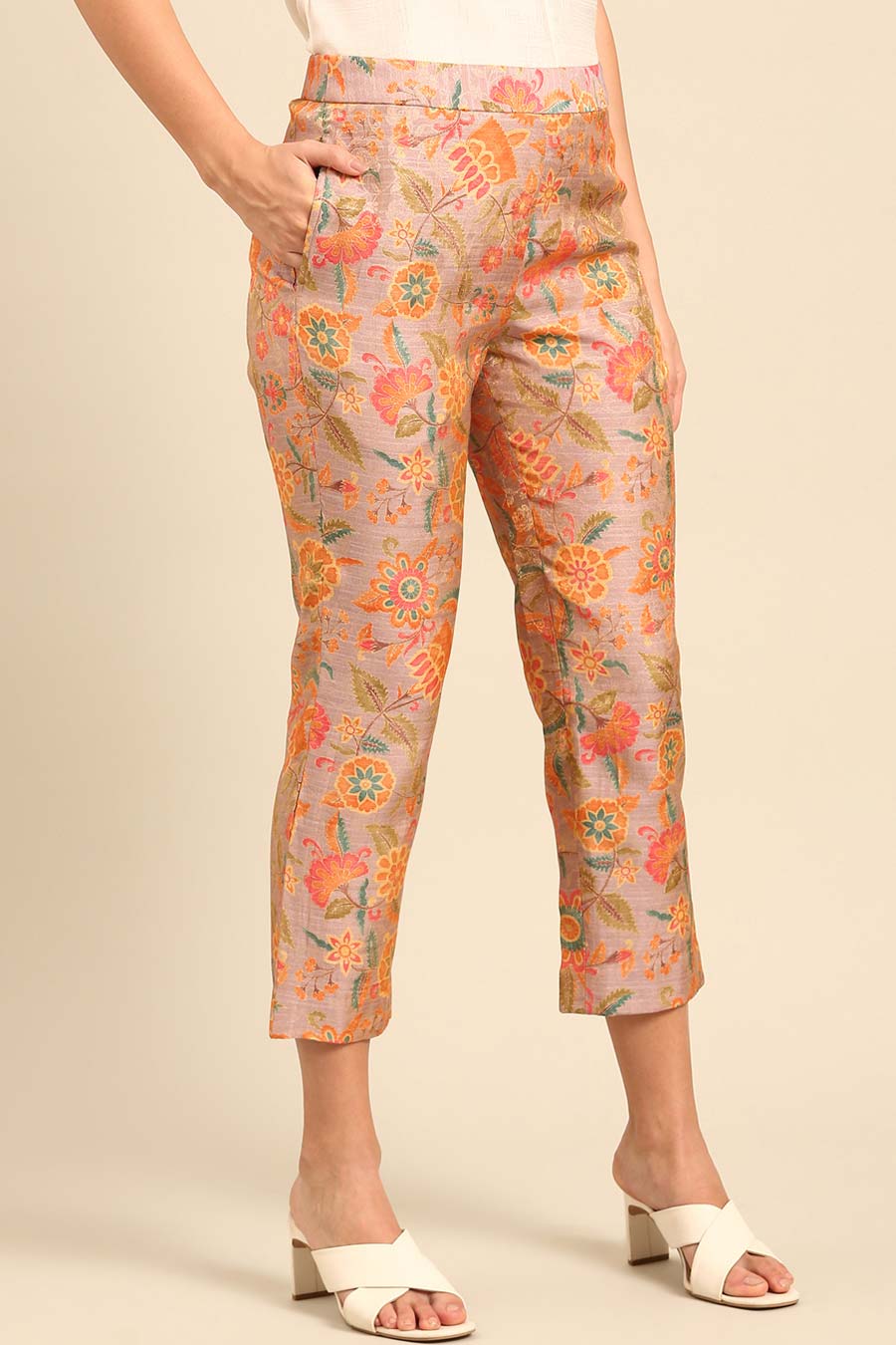 Pink Brocade Pants