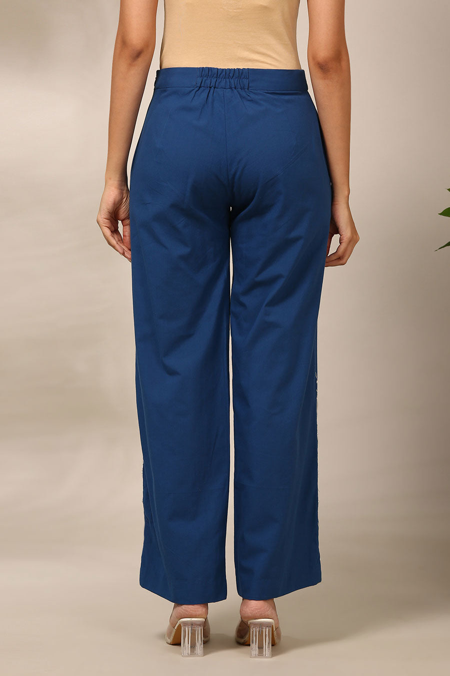 Blue Embroidered Pant