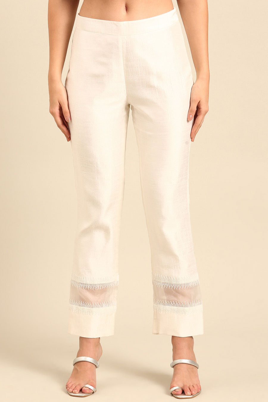 Ivory Embellished Pants