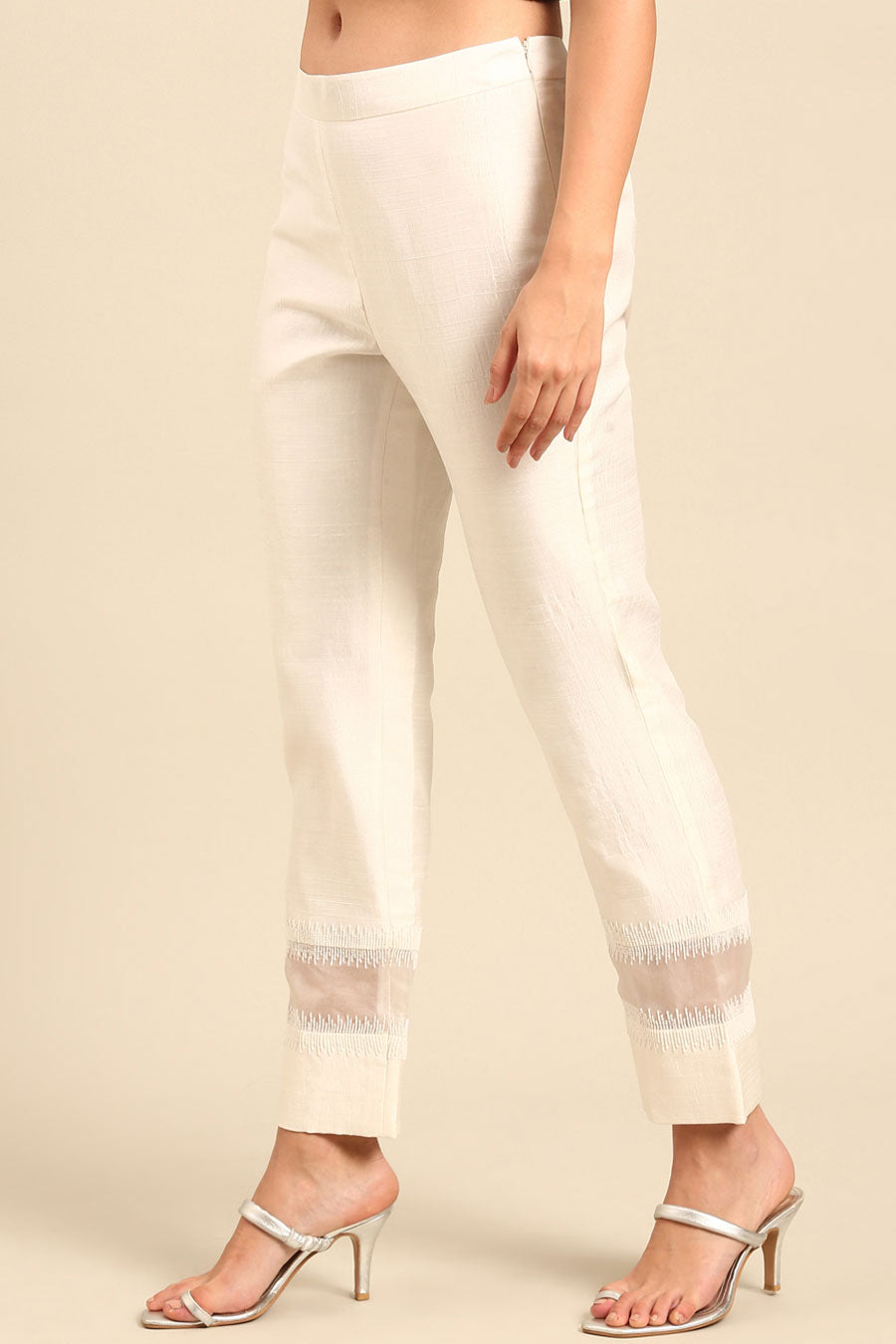Ivory Embellished Pants