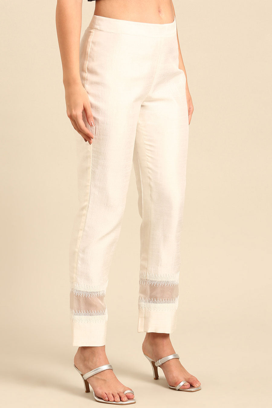 Ivory Embellished Pants