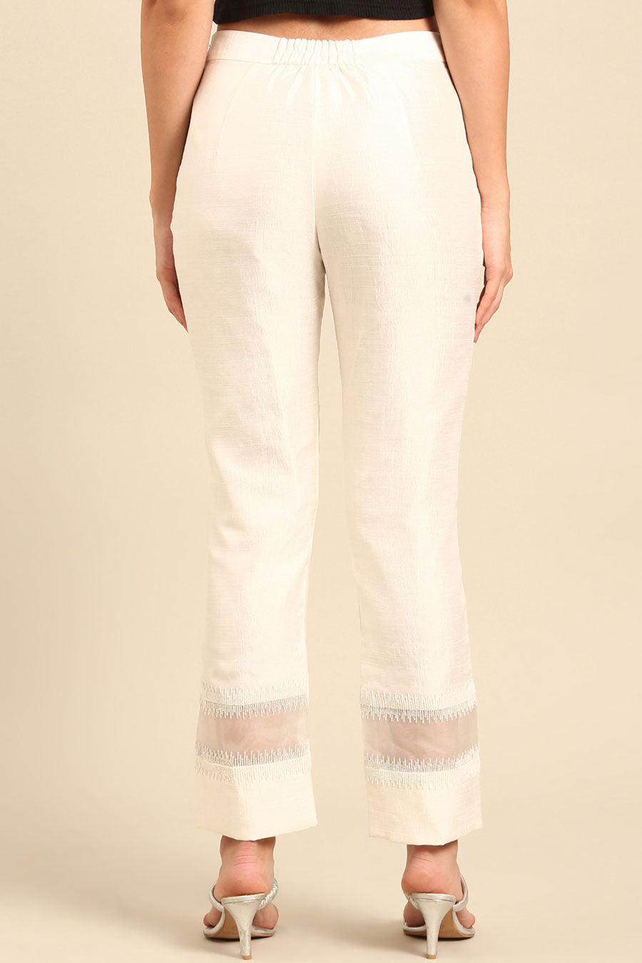 Ivory Embellished Pants