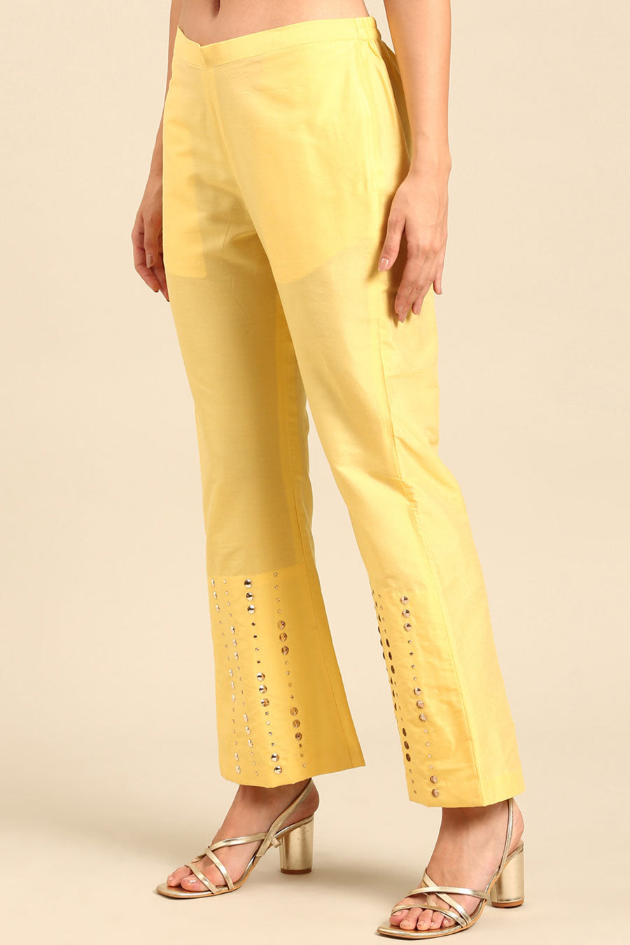 Yellow Embellished Pants