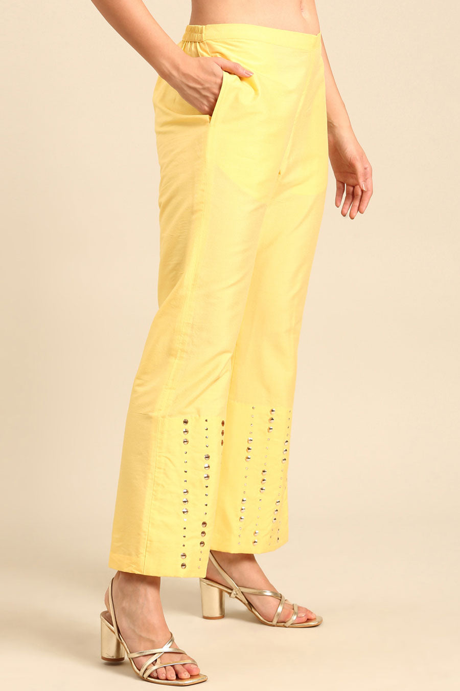 Yellow Embellished Pants