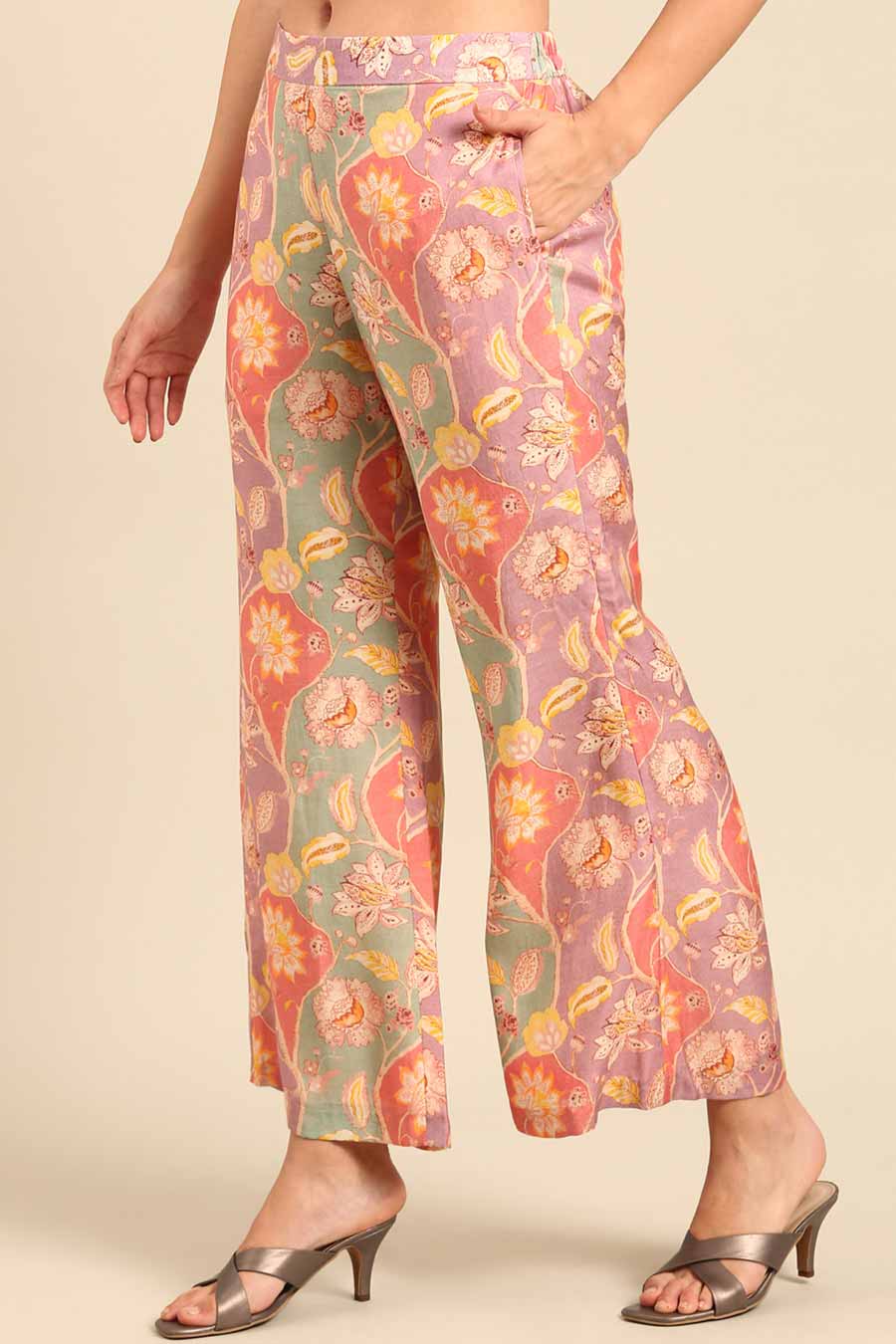 Peach Printed Pants