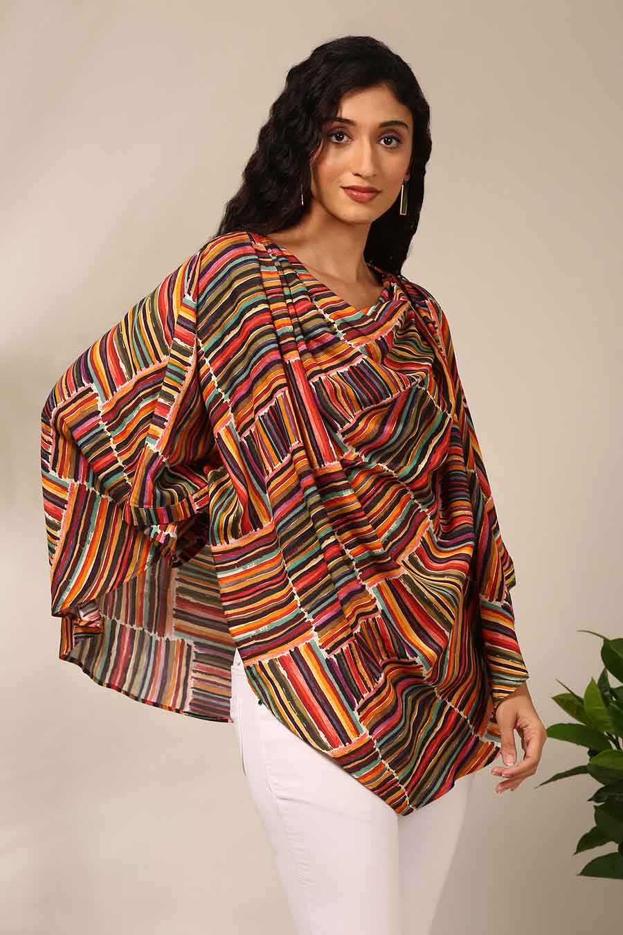 Multicolour Printed Draped Top