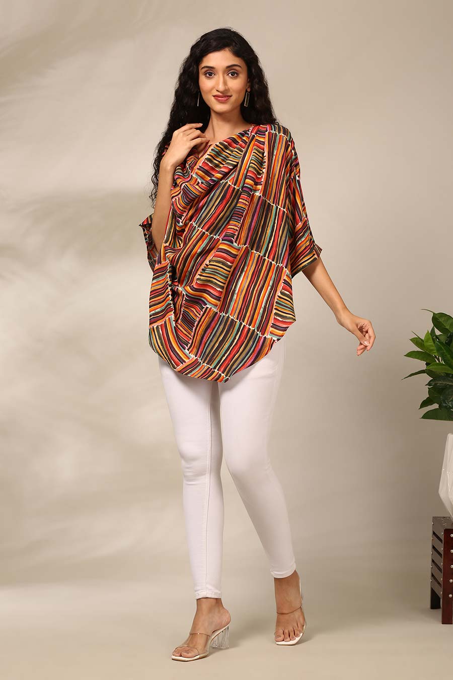 Multicolour Printed Draped Top
