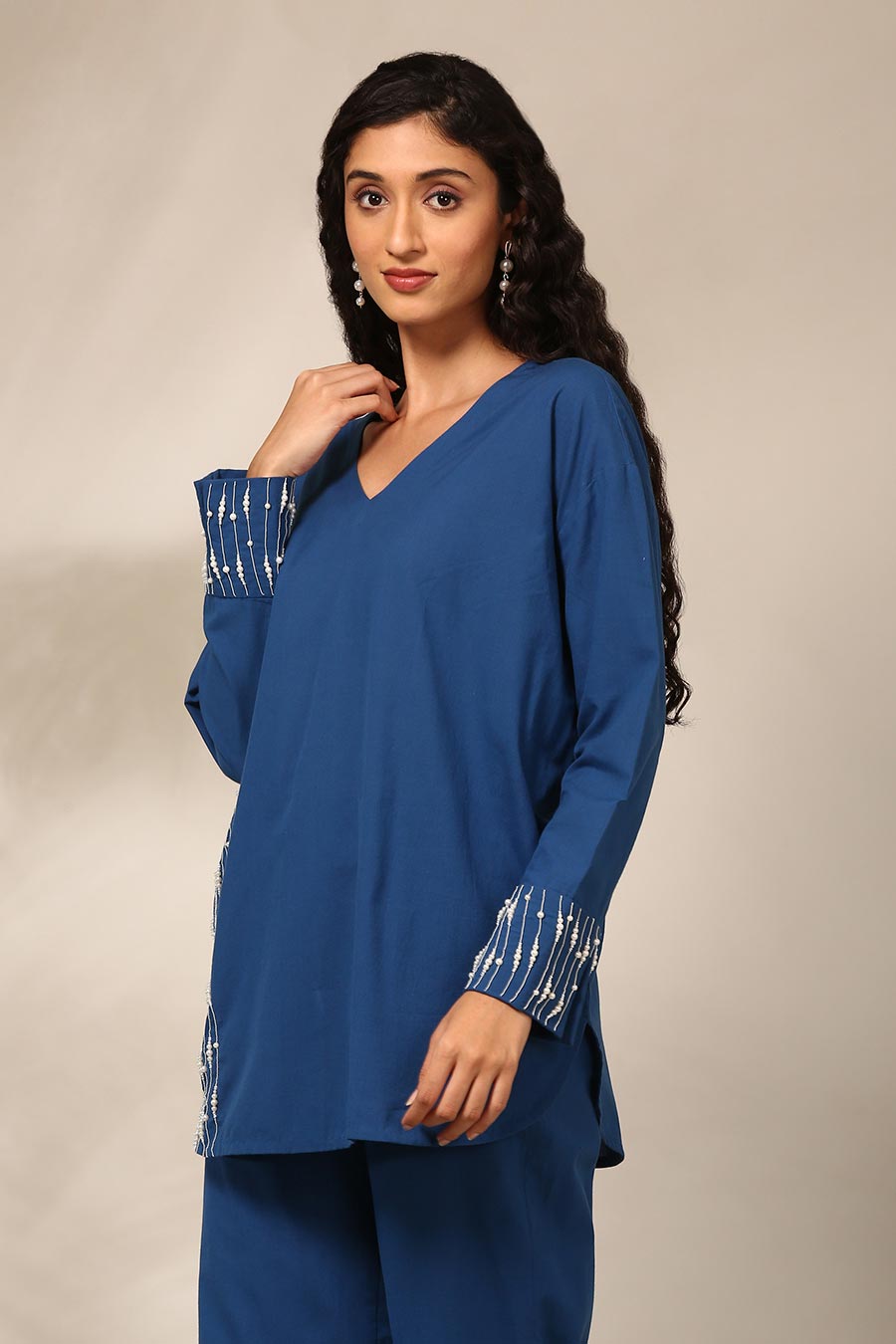 Blue Embroidered Top