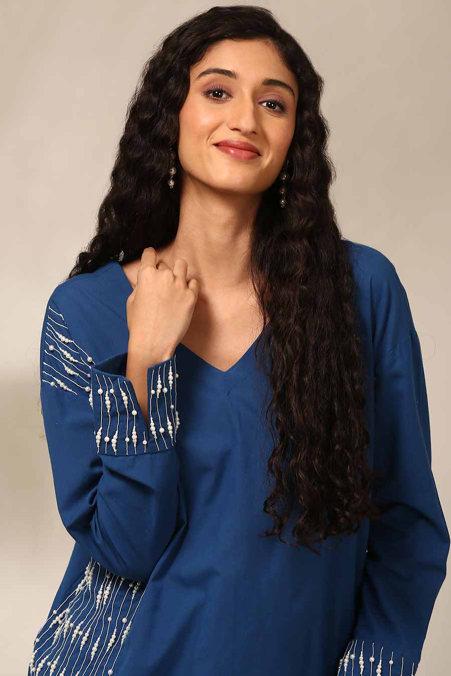Blue Embroidered Top