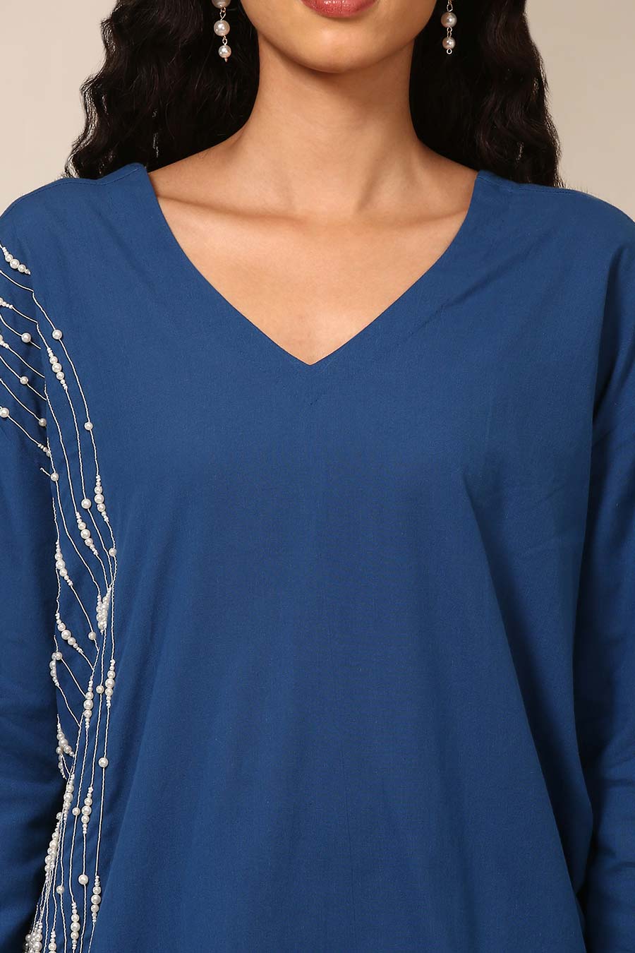 Blue Embroidered Top