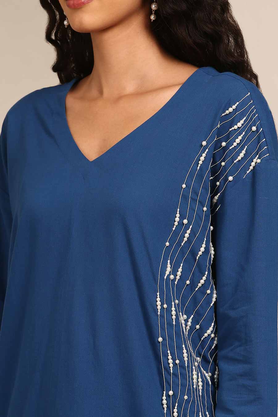 Blue Embroidered Top