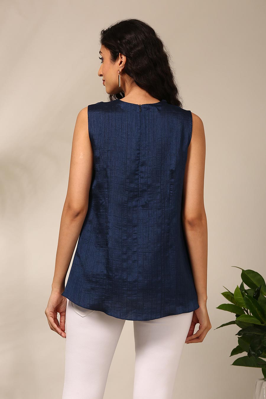 Navy Blue Cowl Top