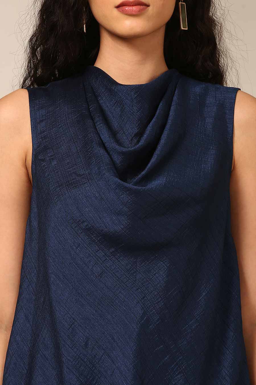 Navy Blue Cowl Top