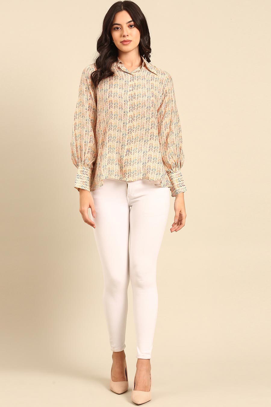 Cream Printed Shirt