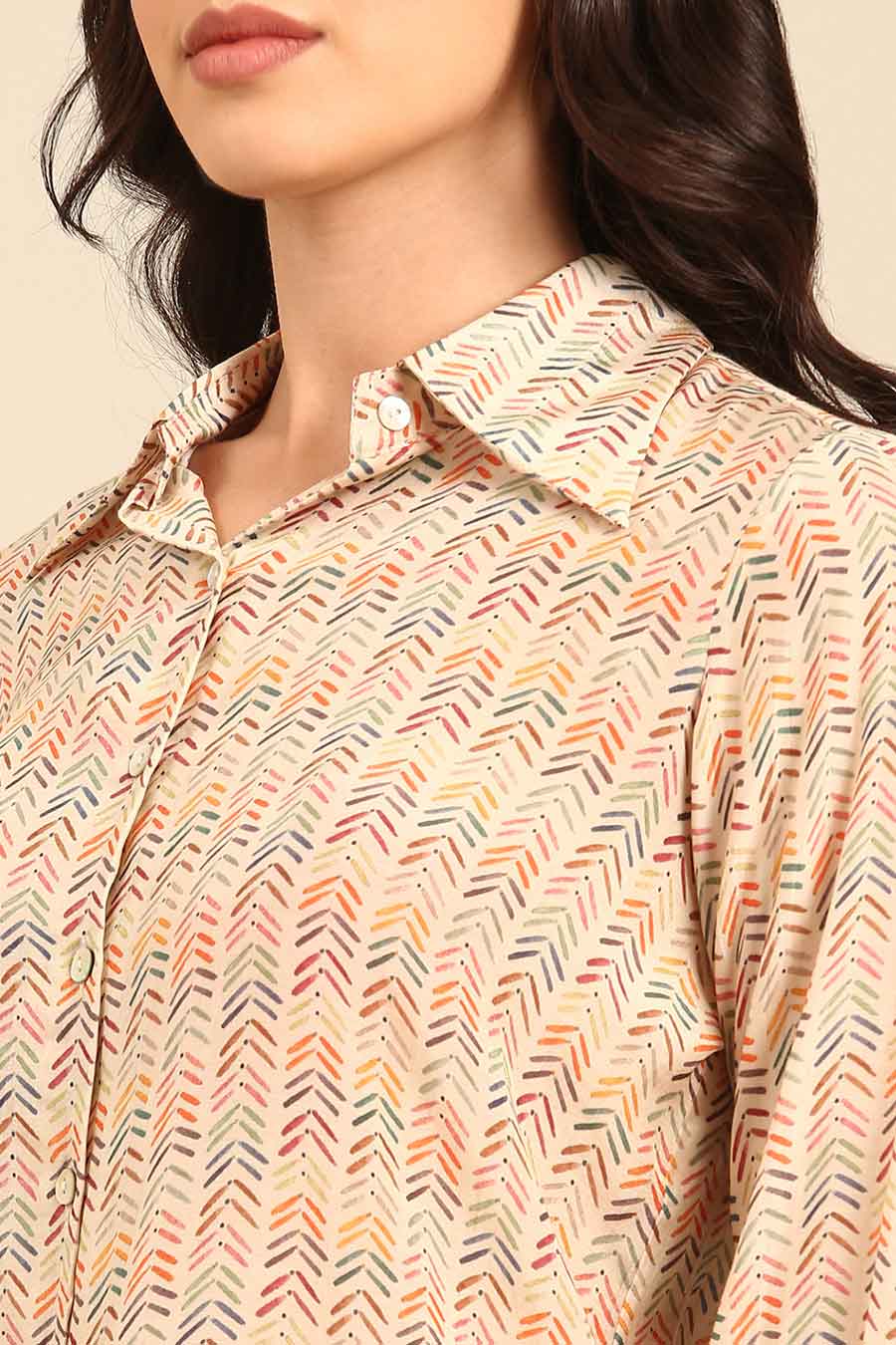 Cream Printed Shirt