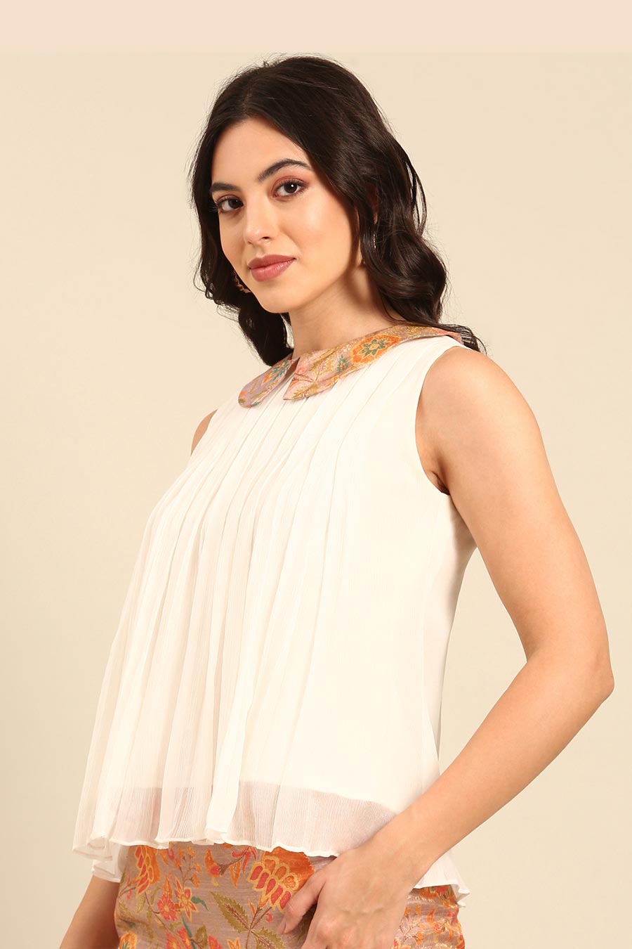 Ivory Pleated Top