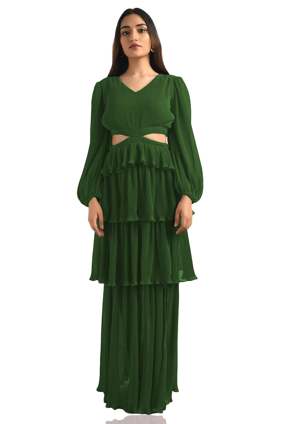 Light Green Pleated Maxi Dress