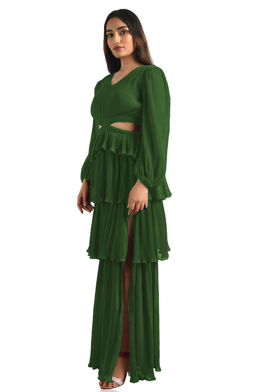 Light Green Pleated Maxi Dress