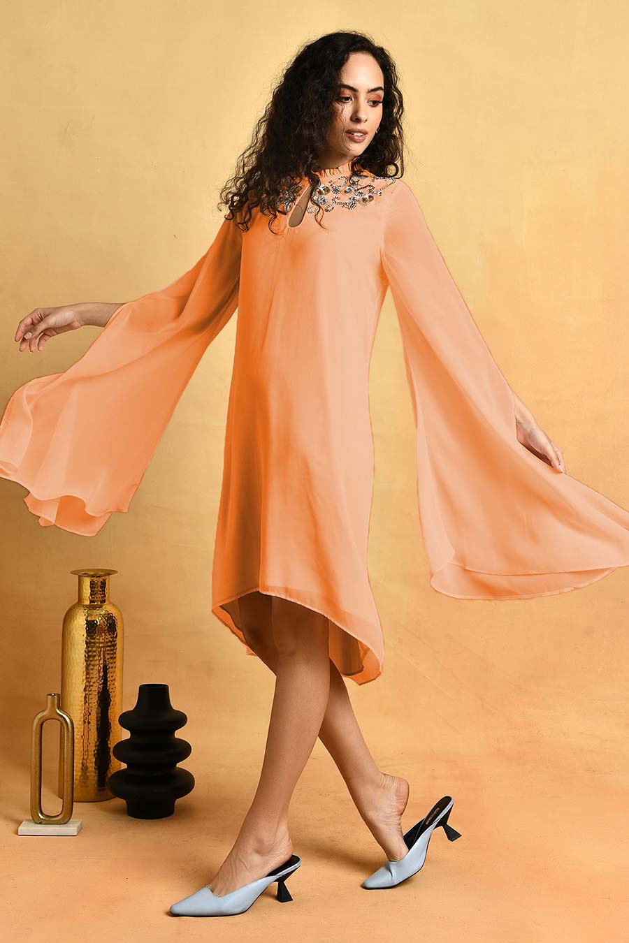 Light Orange Embroidered Dress