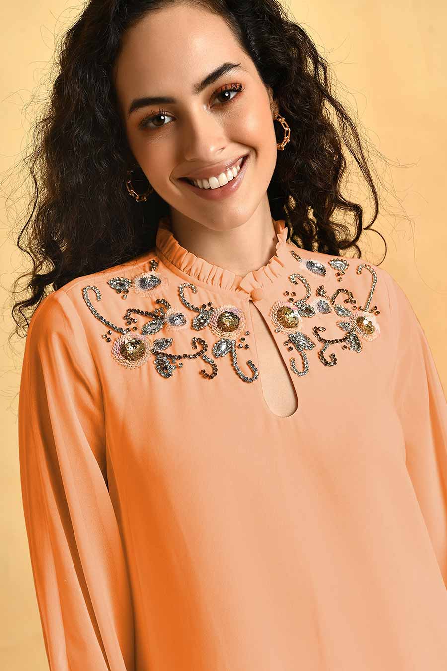 Light Orange Embroidered Dress