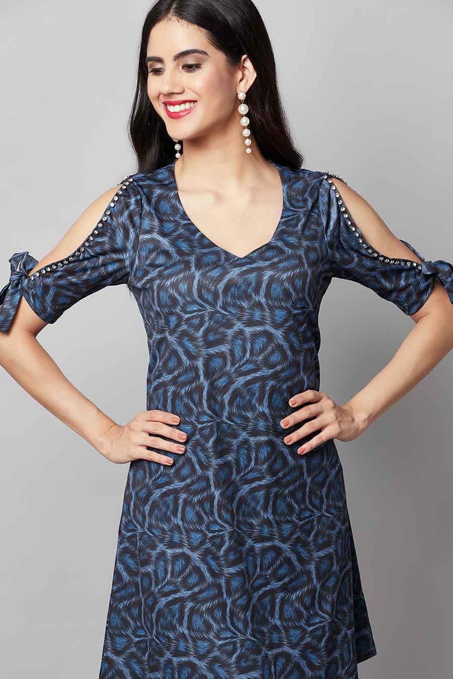 Navy Printed Dress