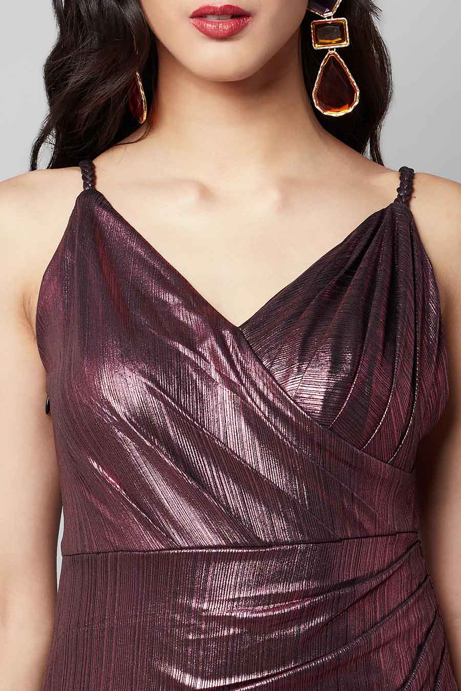 Purple Bliss Metallic Slit Dress