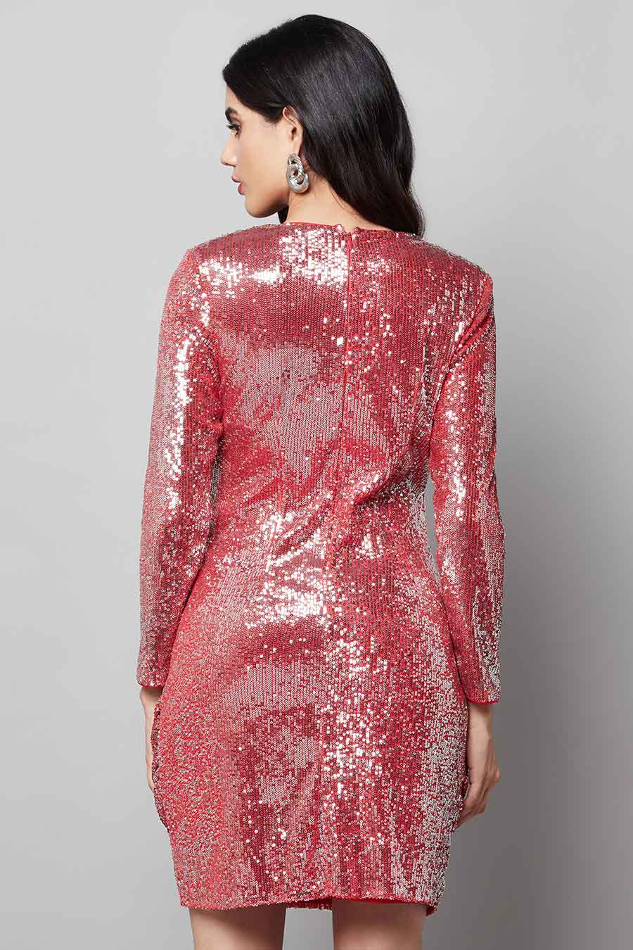Red Sequins Panel Dress