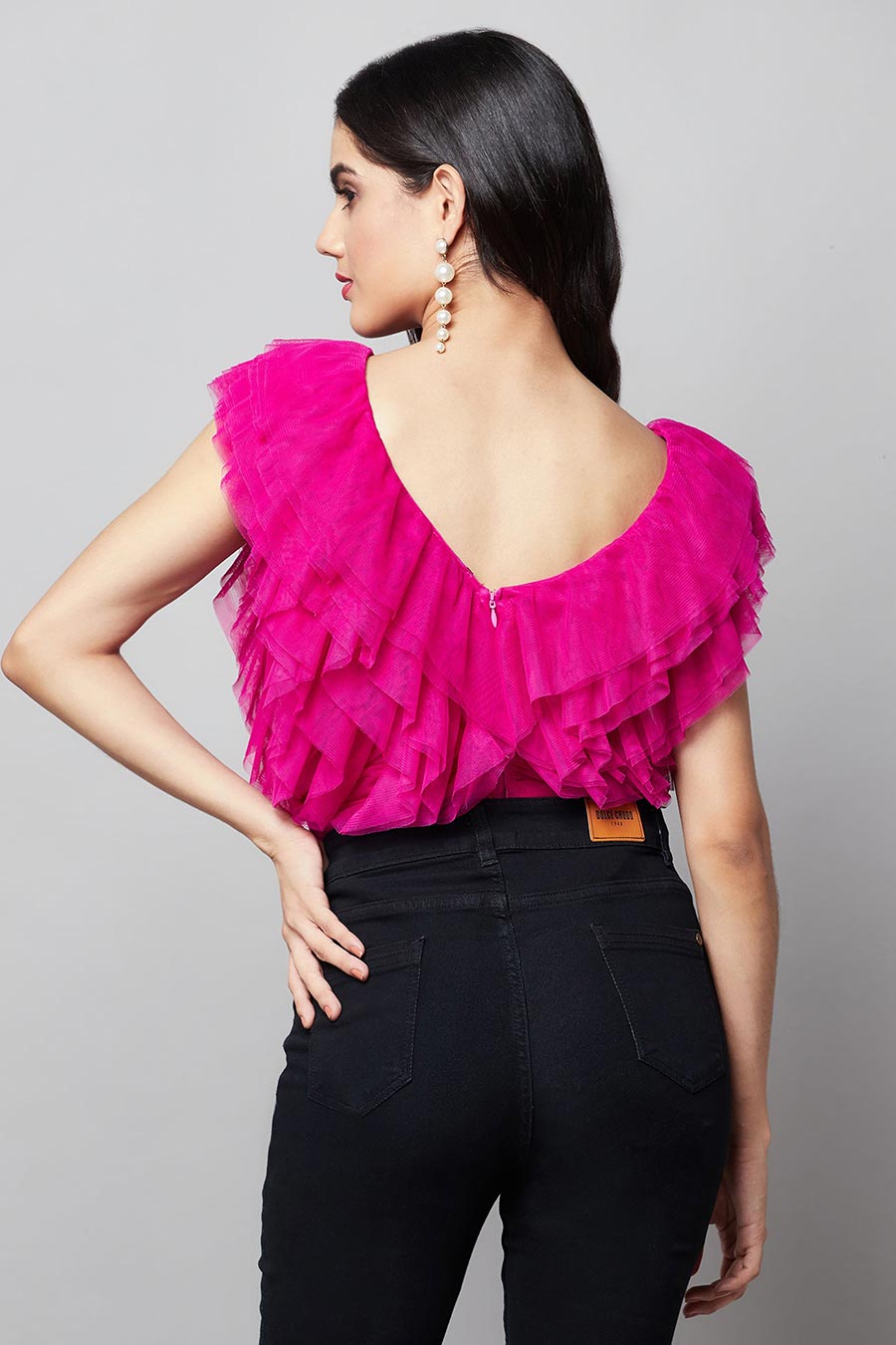 Pink Multi-layer Ruffle Bodysuit