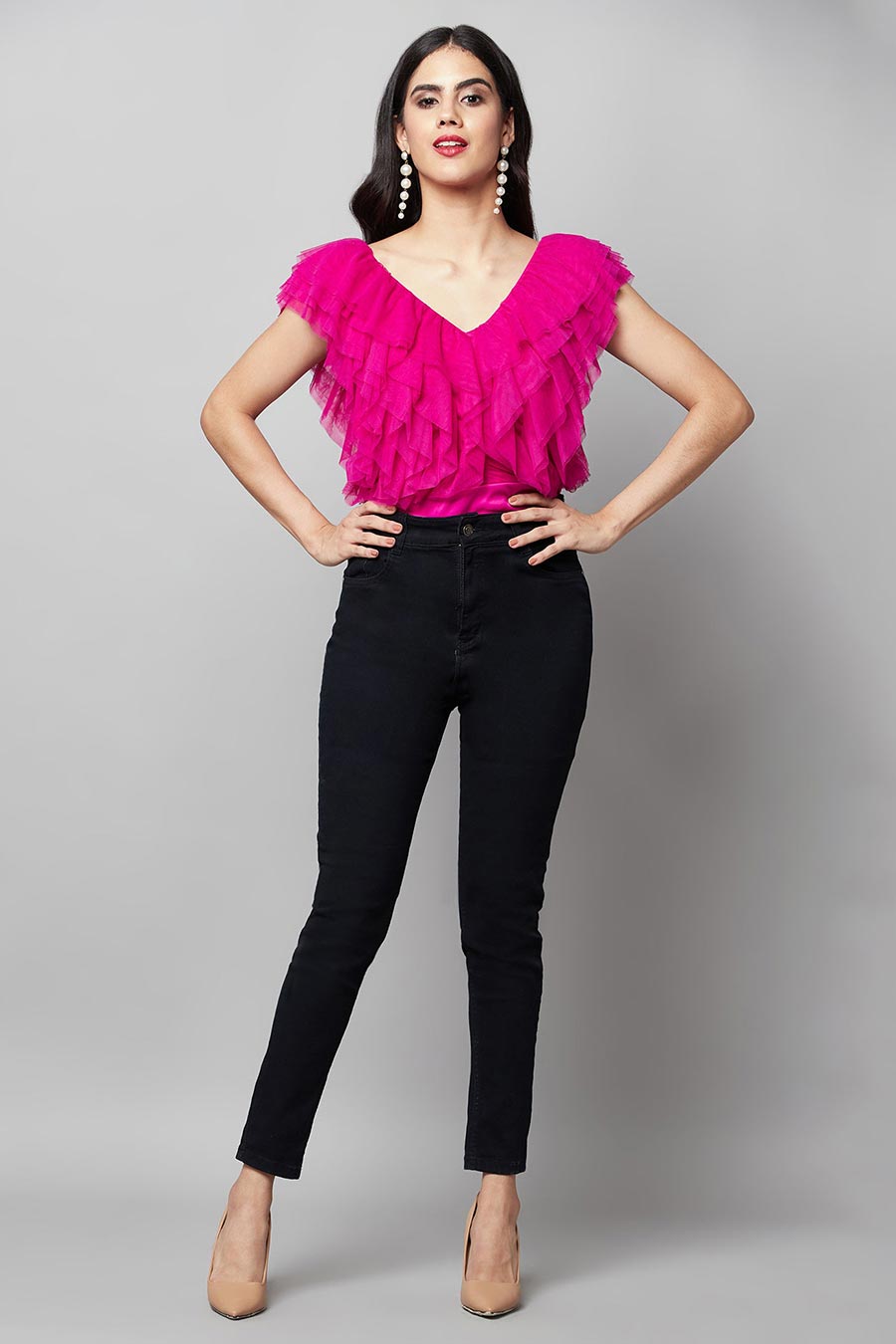 Pink Multi-layer Ruffle Bodysuit