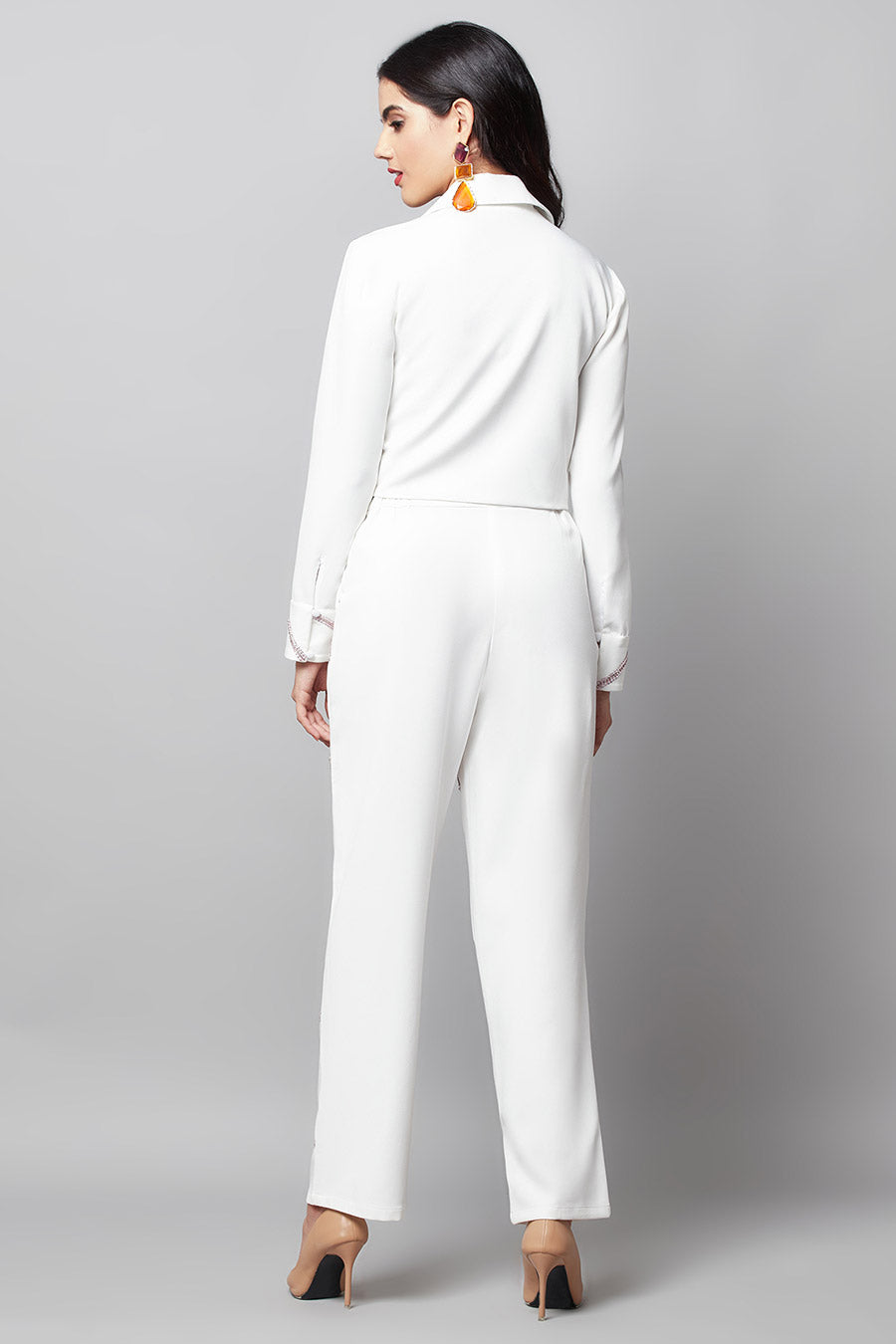 White Short Blazer & Pant Co-ord Set