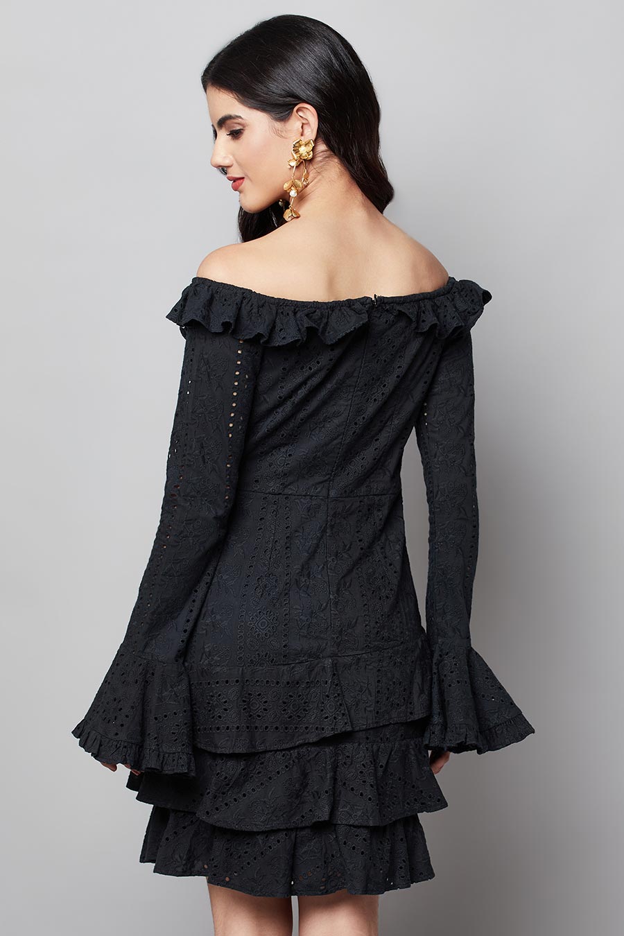 Black Regal Ruffle Noir Dress