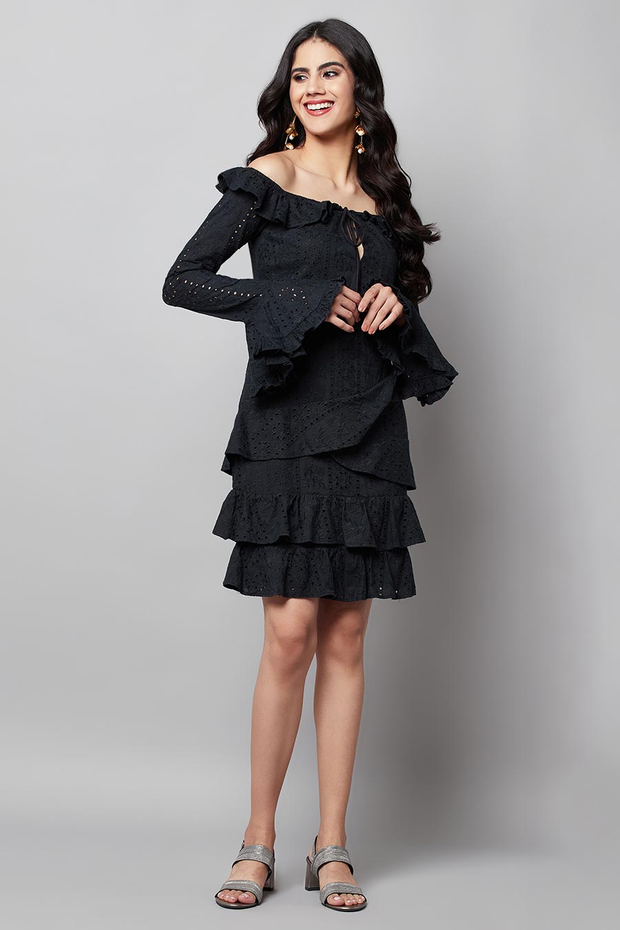 Black Regal Ruffle Noir Dress