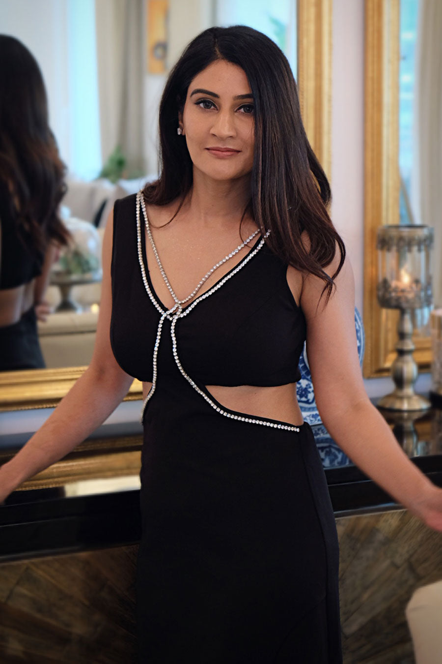 Black Starlit Cut-Out Dress