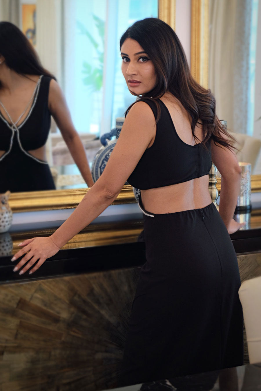 Black Starlit Cut-Out Dress