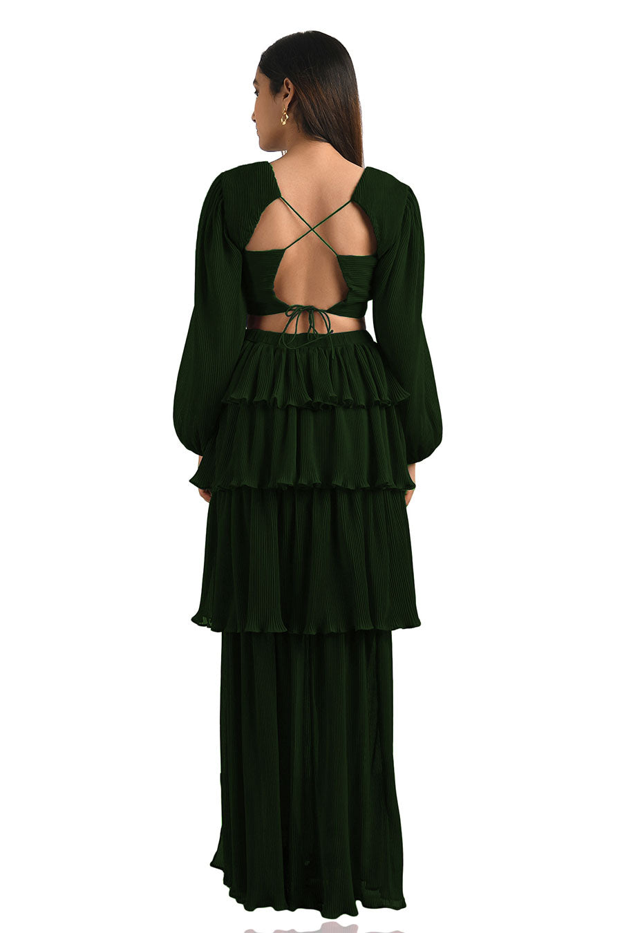 Green Pleated Maxi Dress